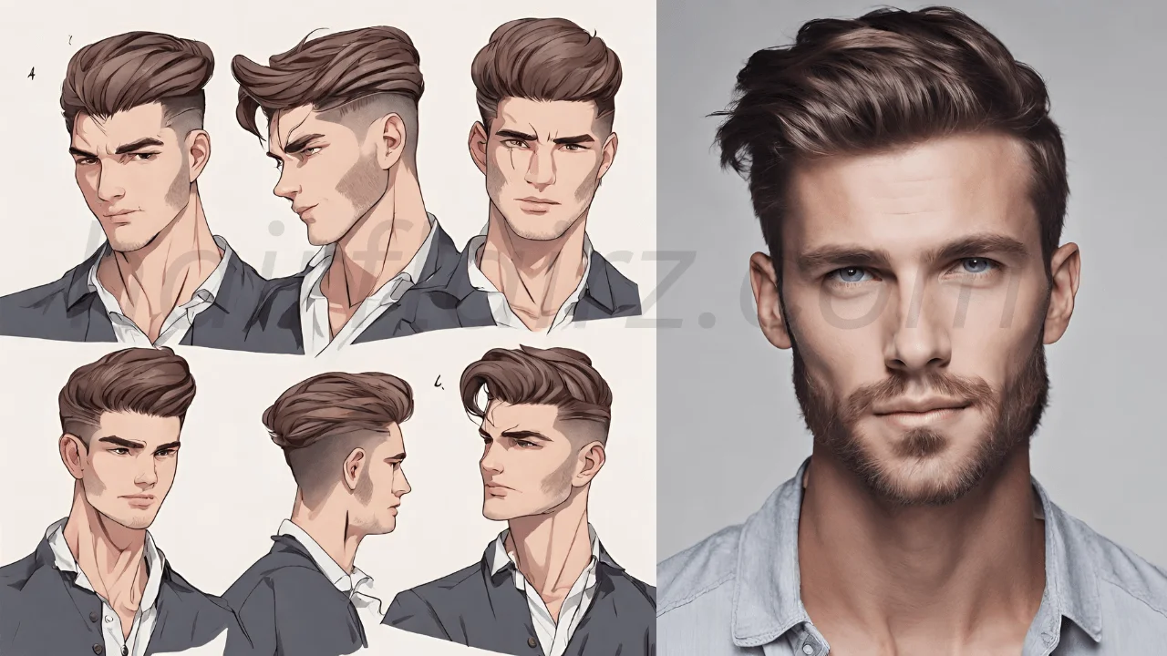 side-swept hairstyle for male Heart Face
